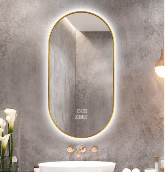 LED Modern Oval Backlit Alloy Mirror