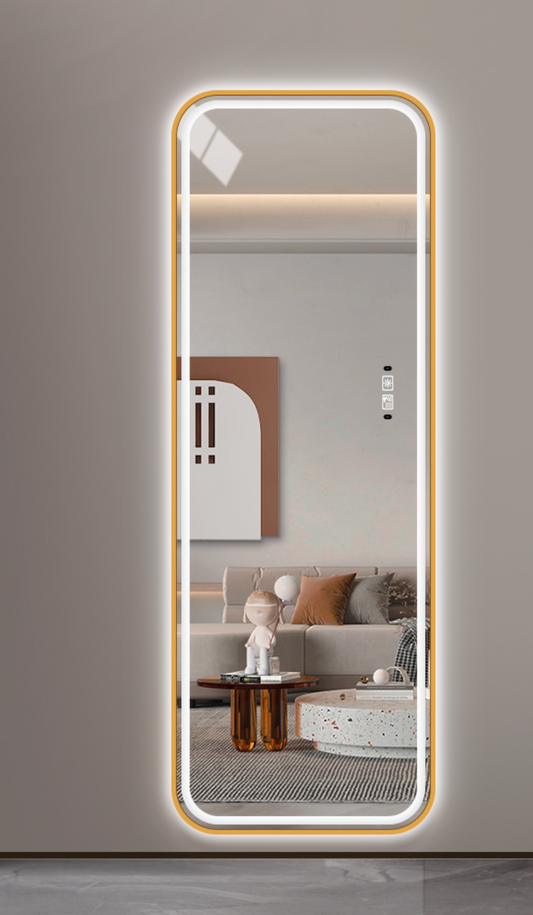 LED Rounded Rectangle 2CM Frosted Line Front Light Full Length Alloy Mirror